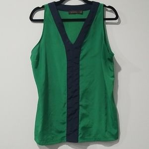 The Limited Navy/Green Sleeveless Top Blouse SZ L